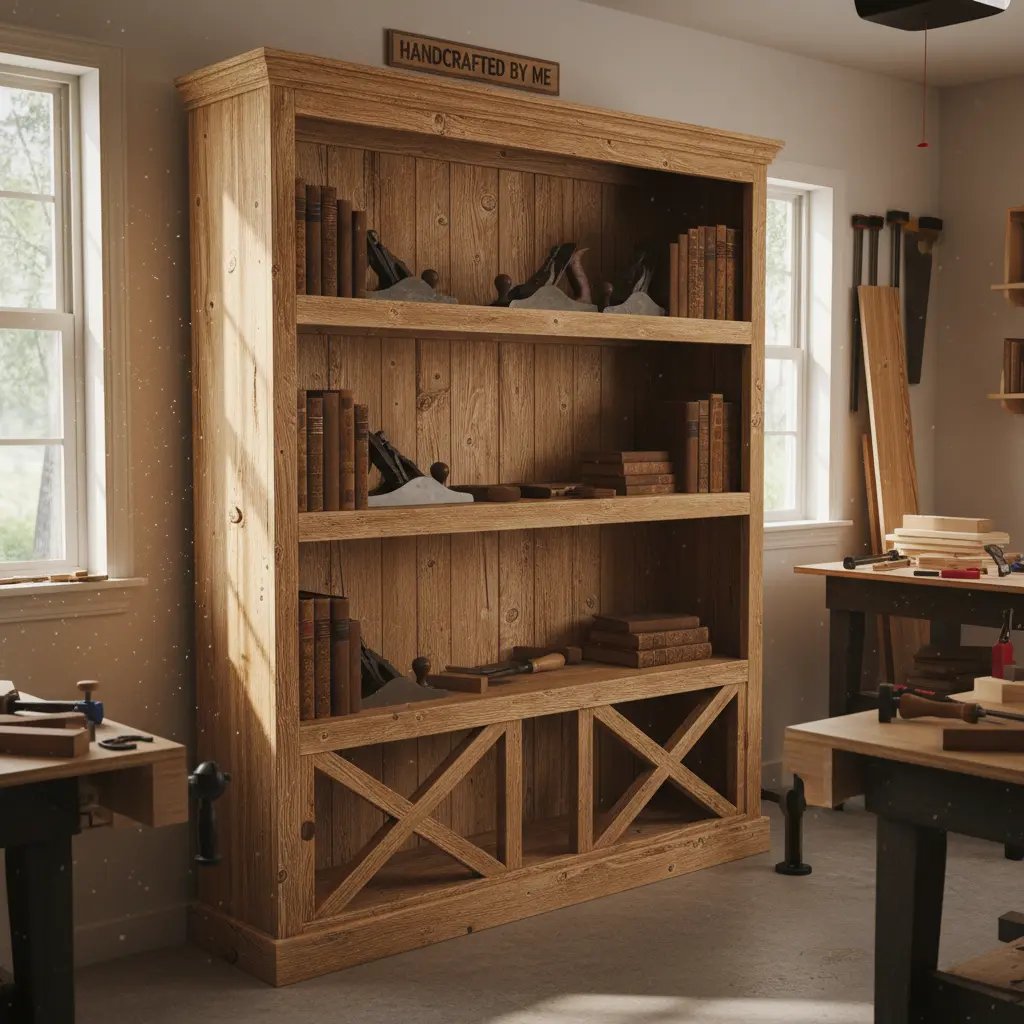 Handcrafted wooden bookshelf
