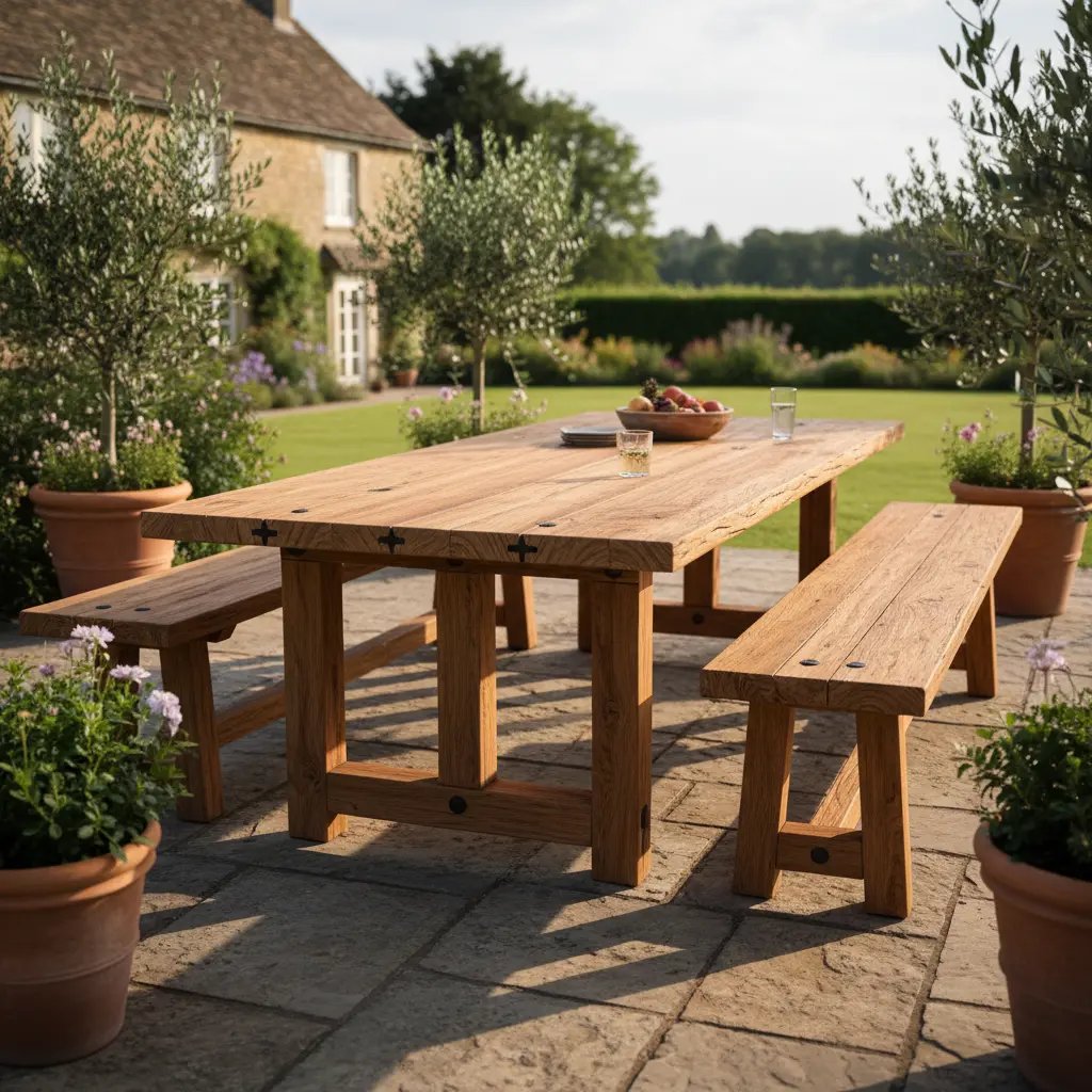 Handmade outdoor wooden table
